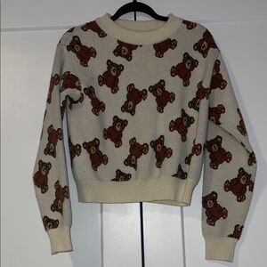 Charming Teddy Bear Sweater - Cream and Brown